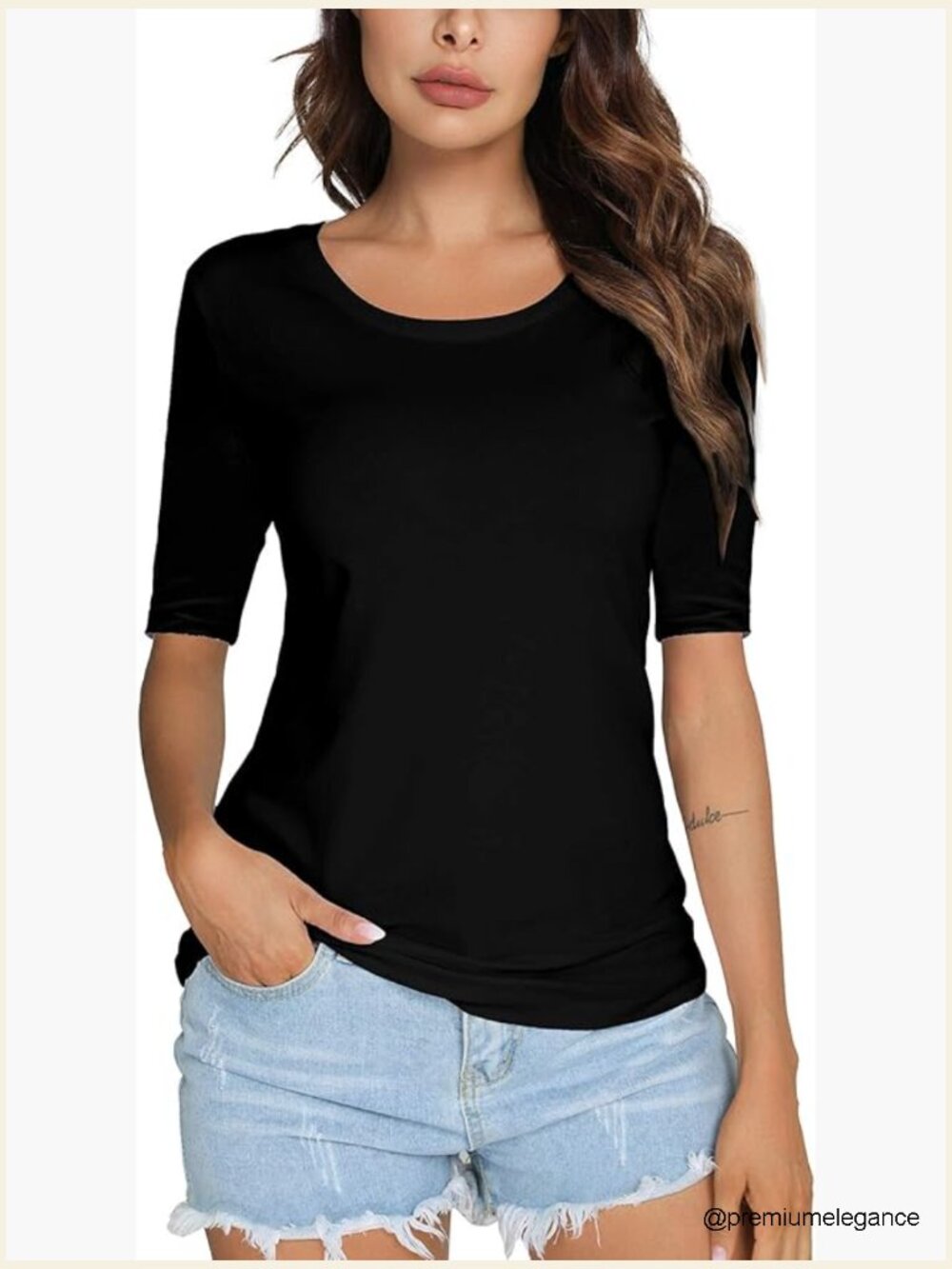 Women's Basic Round Neck Half Sleeve Casual Fitted Tee